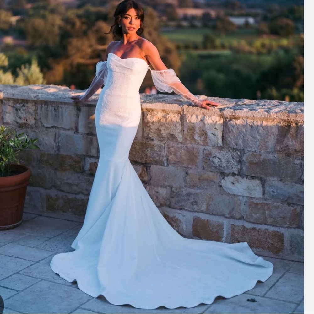 Vera wang Ava dress. Dress being sold does not have embroidery on it.